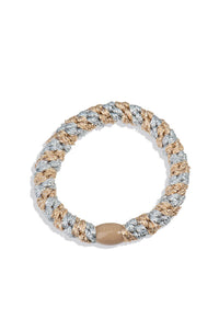 Kknekki Silver Beige Glitter Stripe Hair Tie - The Mercantile London