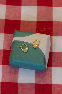 White Heart Gold Huggie Earrings - The Mercantile London