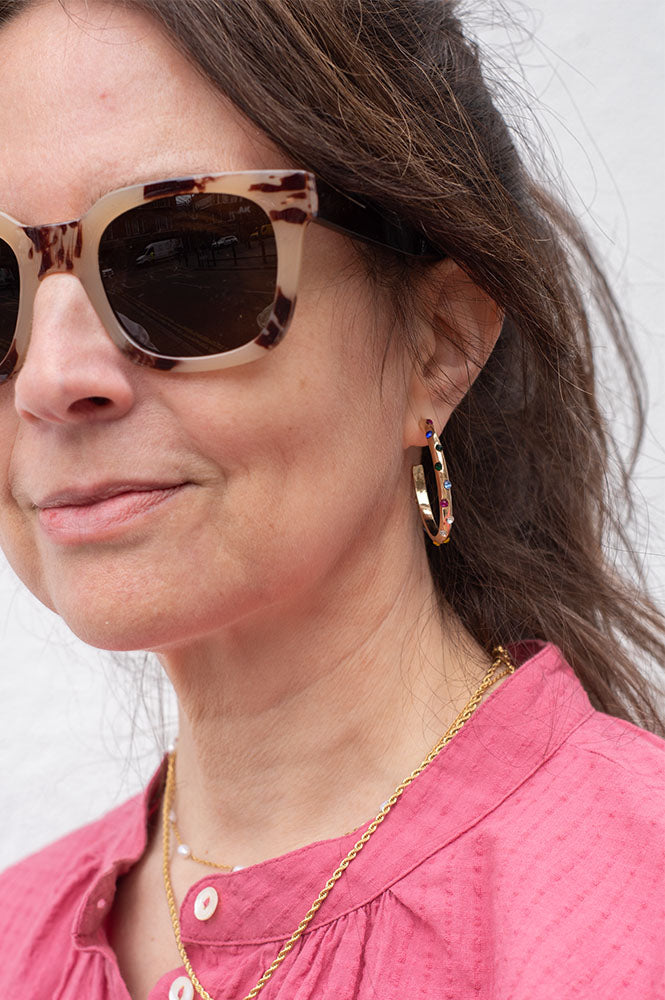 B.M.L Ginette Rainbow Stone Hoop Earrings - The Mercantile London