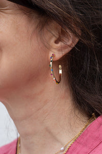 B.M.L Ginette Rainbow Stone Hoop Earrings - The Mercantile London