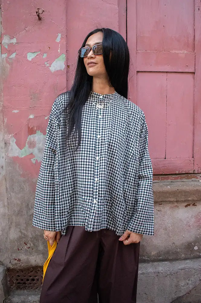 Cotton Conscious Shanti Black Gingham Handwoven Shirt