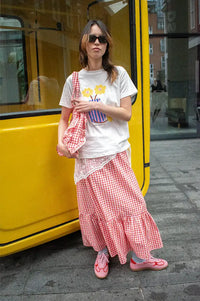 Compania Fantastica Red Gingham Ruffle Skirt
