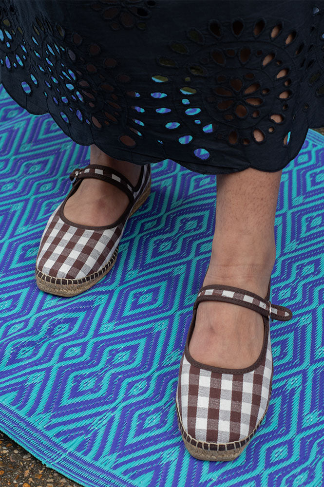 Naguisa Peonia Brown Check Mary Janes - The Mercantile London