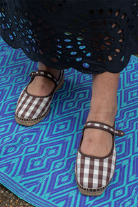 Naguisa Peonia Brown Check Mary Janes - The Mercantile London
