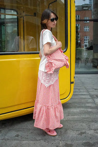Compania Fantastica Red Gingham Ruffle Skirt