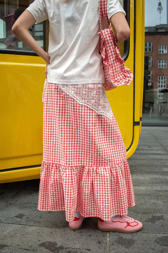 Compania Fantastica Red Gingham Ruffle Skirt