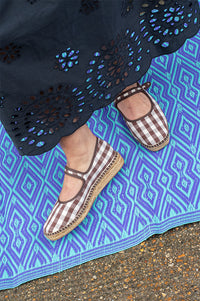 Naguisa Peonia Brown Check Mary Janes - The Mercantile London