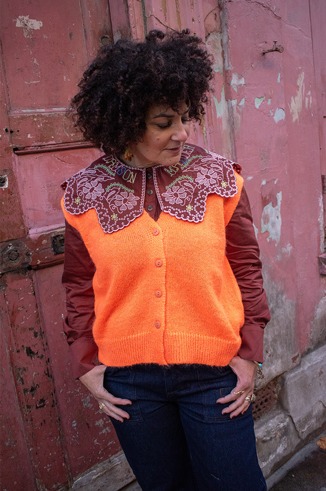 A.P Ginia Orange Knitted Sleeveless Vest
