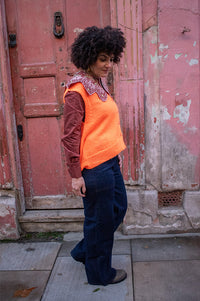 A.P Ginia Orange Knitted Sleeveless Vest