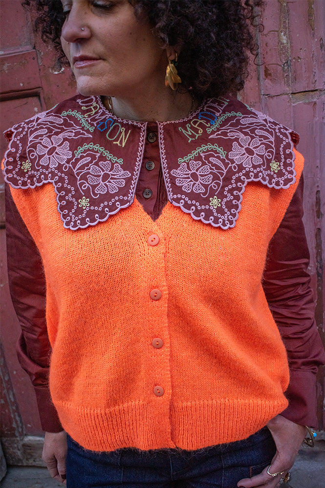 A.P Ginia Orange Knitted Sleeveless Vest