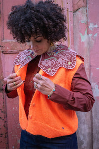 A.P Ginia Orange Knitted Sleeveless Vest