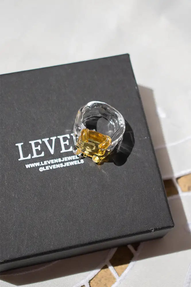 Levens Square Stone Yellow Ring - The Mercantile London