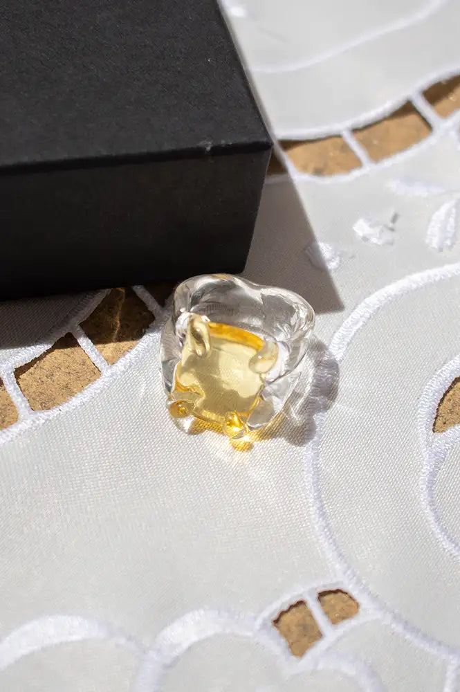Levens Square Stone Yellow Ring - The Mercantile London