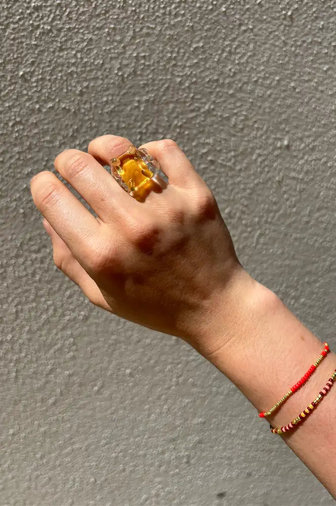 Levens Square Stone Yellow Ring - The Mercantile London
