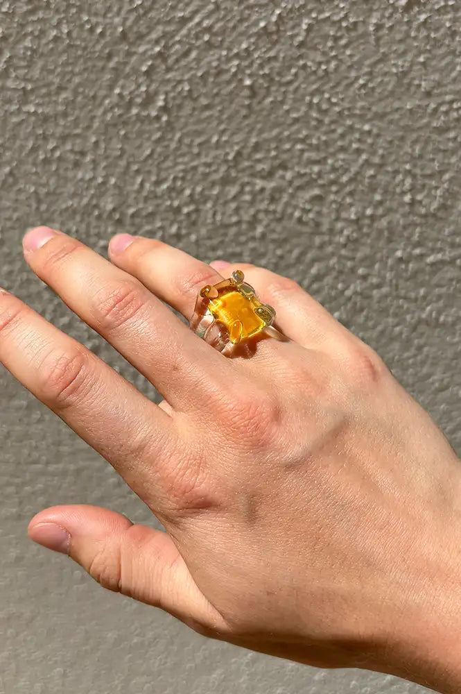 Levens Square Stone Yellow Ring - The Mercantile London