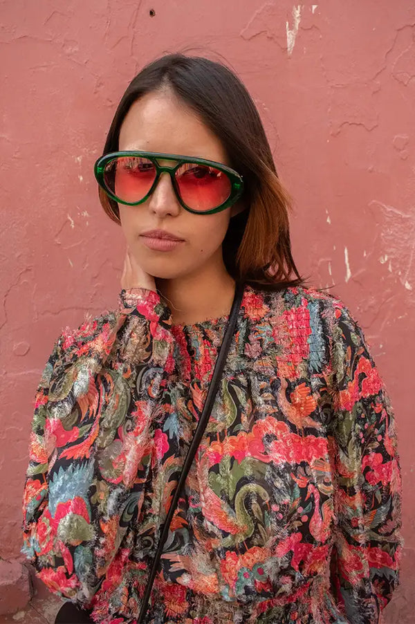 AFA Collective Chunky Aviator Bright Green Sunglasses