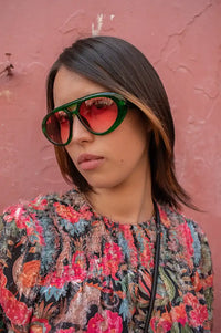 AFA Collective Chunky Aviator Bright Green Sunglasses