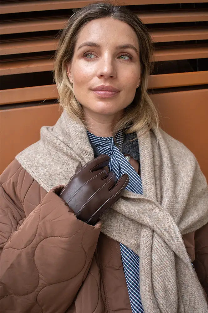 ICHI Mascha Chicory Coffee Leather Gloves