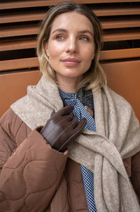 ICHI Mascha Chicory Coffee Leather Gloves