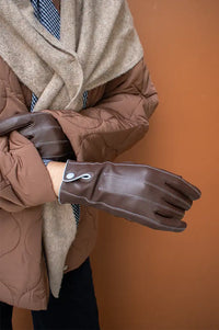ICHI Mascha Chicory Coffee Leather Gloves