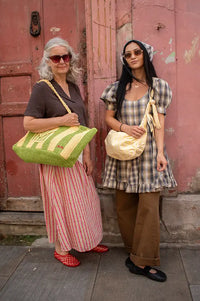 Damson Madder Sabina Cardamon Mix Check Mini Godet Dress