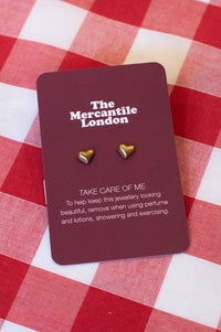 White Heart Stud Gold Earrings - The Mercantile London