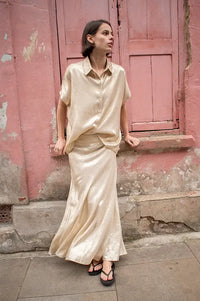 An'ge Janymala Ecru Pearl Skirt - The Mercantile London