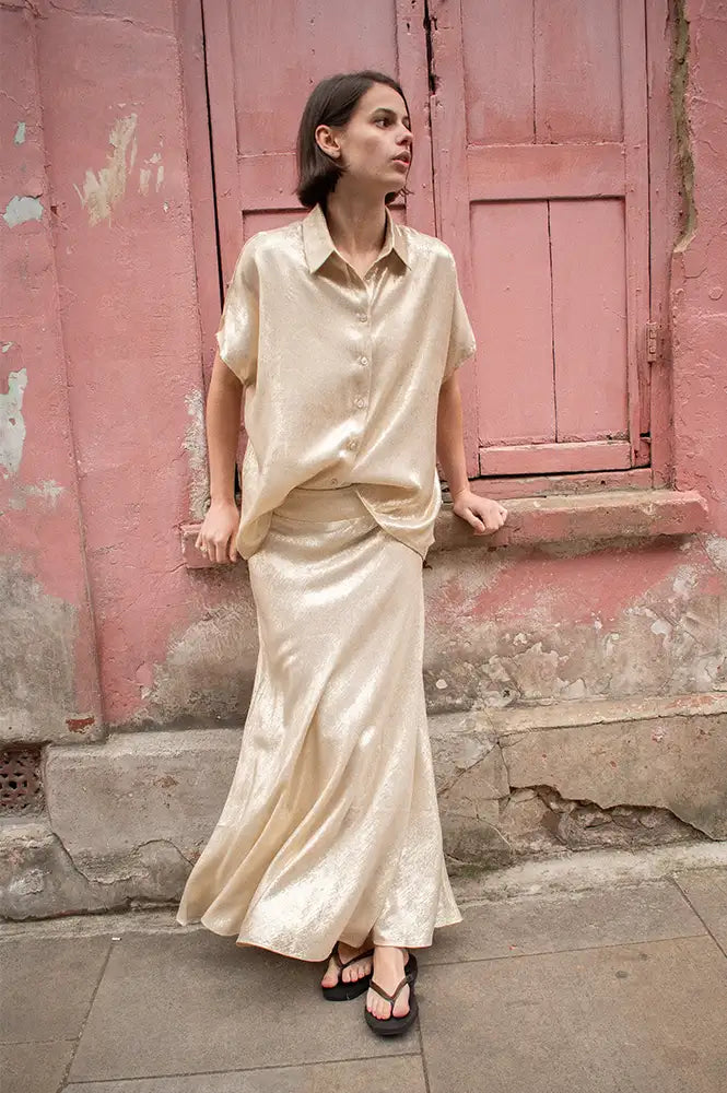 An'ge Janymala Ecru Pearl Skirt - The Mercantile London