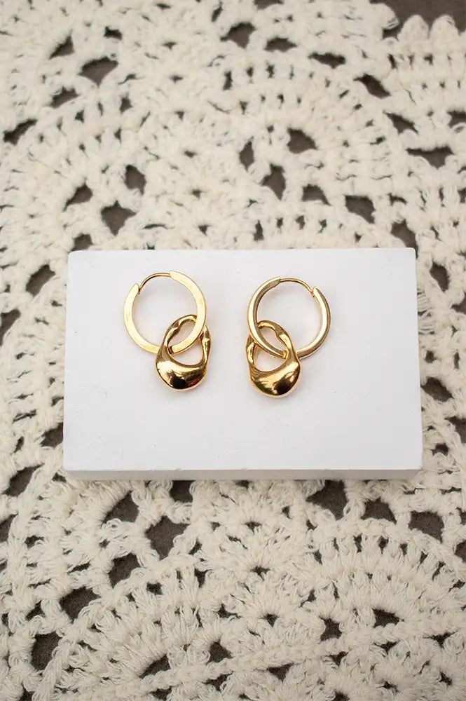 Weathered Penny Neve Gold Hoops - The Mercantile London