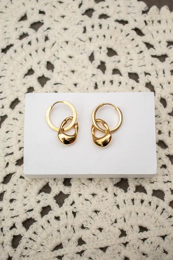 Weathered Penny Neve Gold Hoops - The Mercantile London