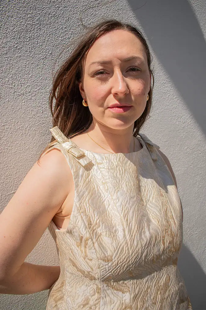 ICHI Festi Golden Jacquard Top - The Mercantile London