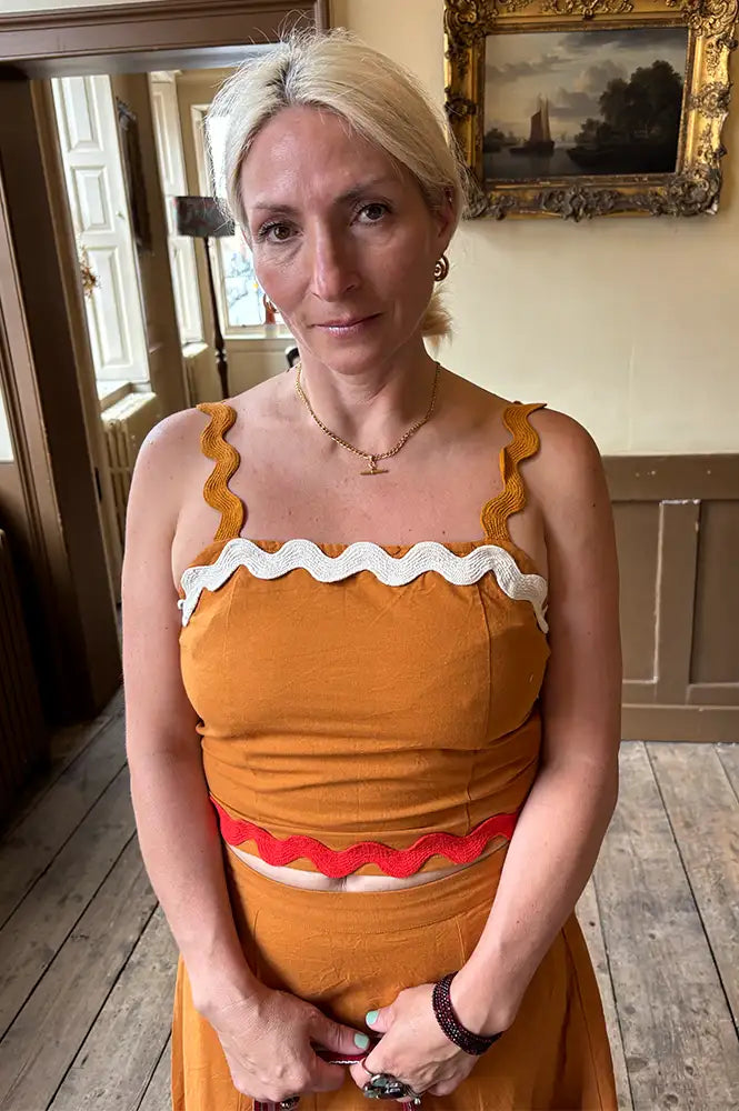 An'ge Soline Gold Ric Rac Top
