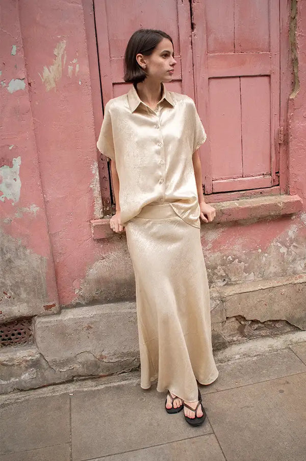 An'ge Janymala Ecru Pearl Skirt - The Mercantile London