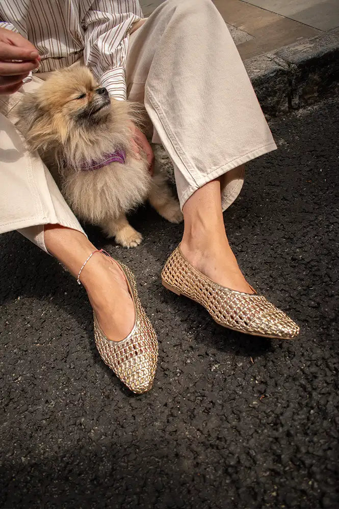 Cocci Florence Gold Woven Flats