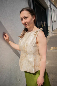 ICHI Festi Golden Jacquard Top - The Mercantile London