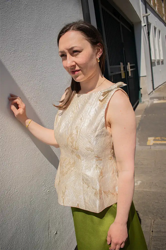 ICHI Festi Golden Jacquard Top - The Mercantile London