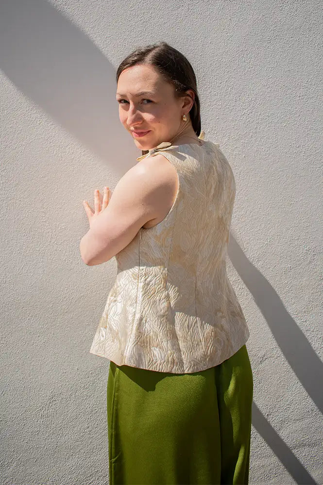 ICHI Festi Golden Jacquard Top - The Mercantile London