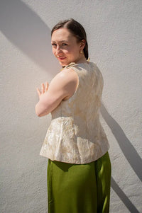 ICHI Festi Golden Jacquard Top - The Mercantile London