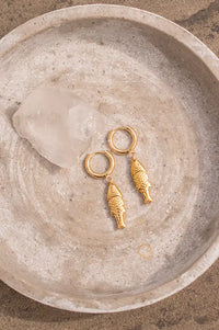 White Gold Fish Pendant Earrings - The Mercantile London