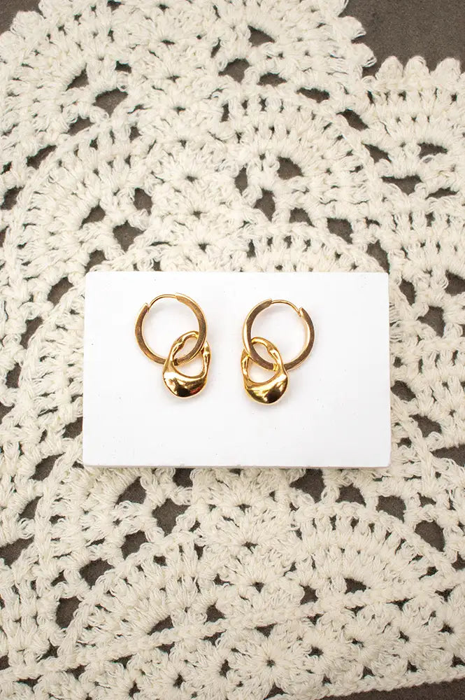 Weathered Penny Neve Gold Hoops - The Mercantile London