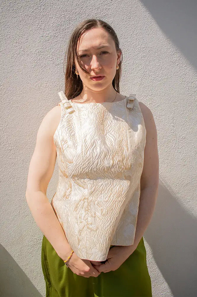 ICHI Festi Golden Jacquard Top - The Mercantile London