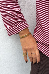 White Engraved Star Detail Bangle in Gold - The Mercantile London