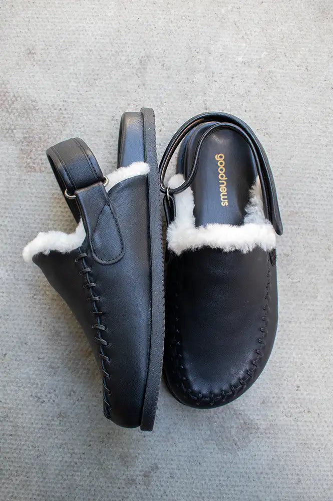 Good News Finn Black Faux Fur Mule