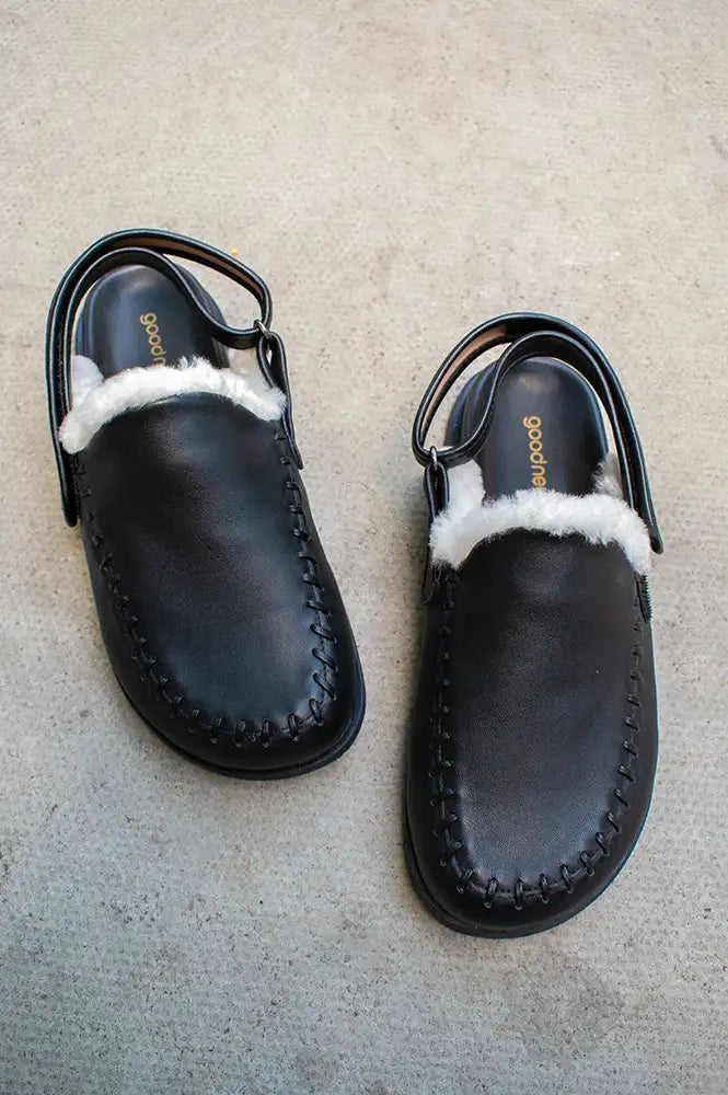 Good News Finn Black Faux Fur Mule