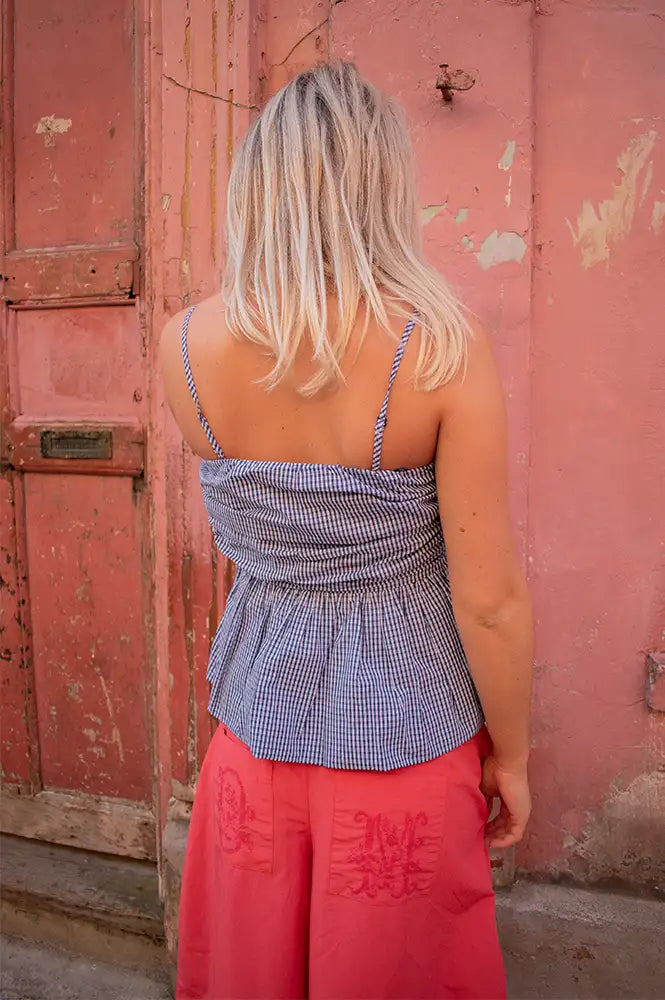 Grace & Mila Valo Marine Gingham Top - The Mercantile London