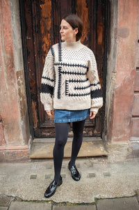 Object Petrine Sand And Black Knitted Jumper - The Mercantile London