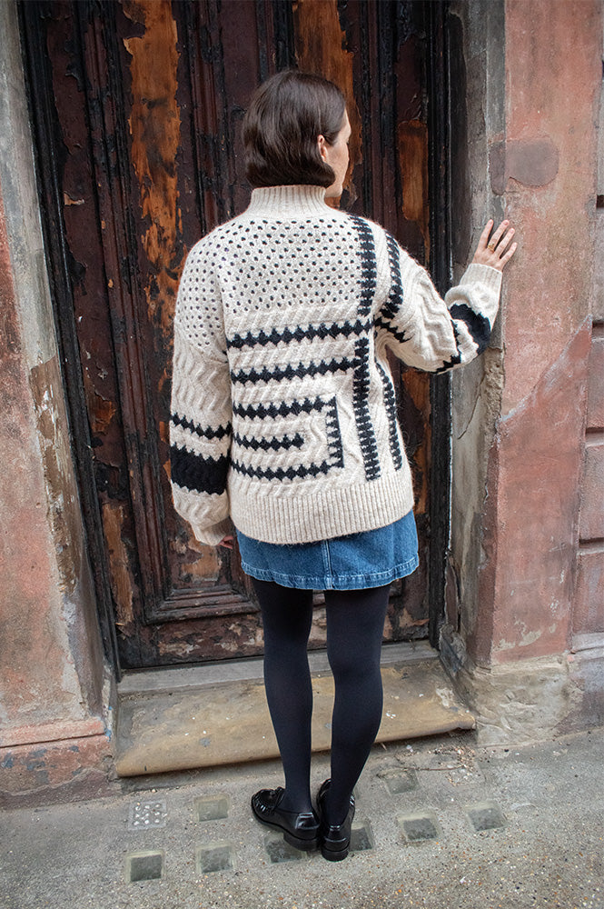 Object Petrine Sand And Black Knitted Jumper - The Mercantile London