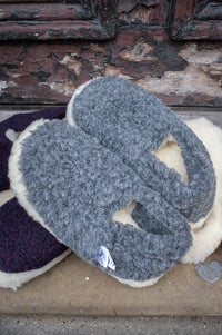YOKO Wool Graphite Natural Slippers - The Mercantile London