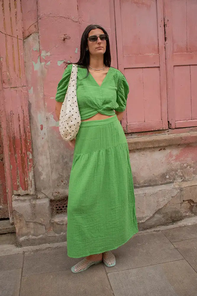 An'ge Sadouma Green Twisted Top - The Mercantile London
