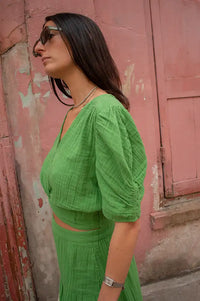 An'ge Sadouma Green Twisted Top - The Mercantile London
